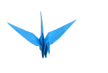 Fototapeta na wymiar A blue origami crane