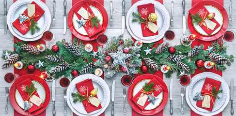 Christmas holidays table setting concept