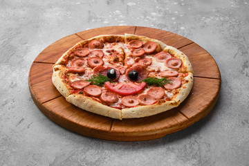 Pizza with sausage and cheese