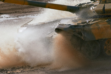 Modern tank at the tank biathlon competition in Alabino near Moscow during the Army-2020 forum