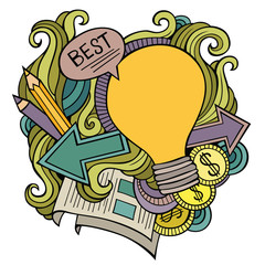 Idea hand drawn cartoon doodles illustration. Funny design.