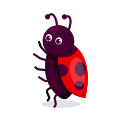 Cute ladybug insect mascot design illustration