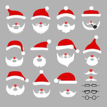 Xmas santa party photography prop set. Christmas photo photo booth props elements costume and beard
