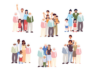 Obraz premium set of beautiful families, generations of families together