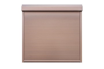 Brown metal roller door shutter isolated on white background