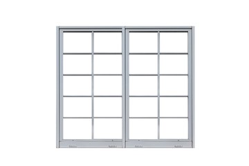 Vintage white metal window frame isolaed on a white background