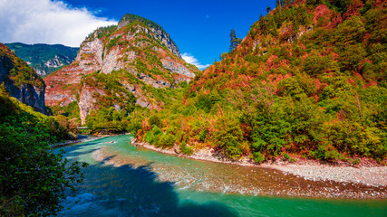 Fototapeta na wymiar Mountain river stream valley scenery landscape