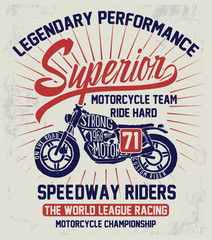 Motorcycle theme vector  typography and illustrations, for  t-shirt prints and other uses.