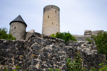 Fototapeta na wymiar Stone wall with the Nürburg in the background