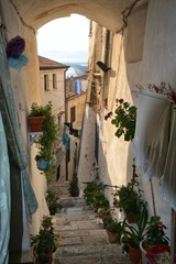 narrow street in the old town of Sperlonga, Italy
