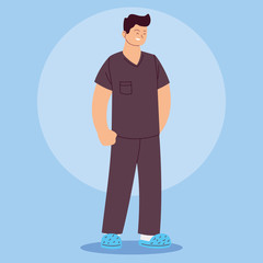 young male nurse in uniform, health worker