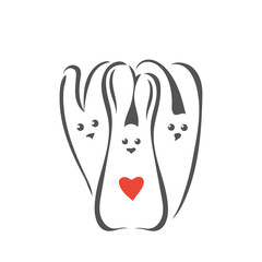 Family of abstract rabbits. Little funny bunnies. Animals kids logo.