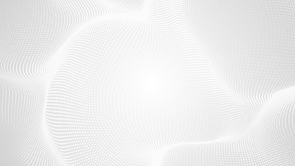 Fototapeta premium Dot white gray wave light technology texture background. Abstract big data digital concept. 3d rendering.