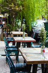 table and chairs in the garden