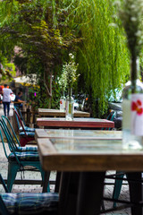 table and chairs in the garden