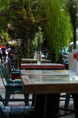table and chairs in a restaurant