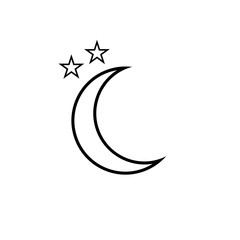 Fototapeta na wymiar Moon icon. Clear night symbol in simple flat design. Weather forecast sign.