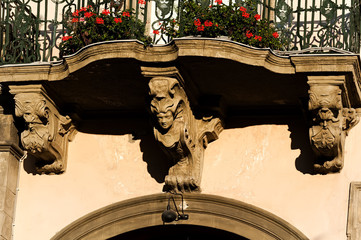 Decorative balcony support on an old building in Lviv Ukraine © havoc