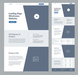Website landing page wireframe design for business. One page site layout template. Modern flat UX/UI site development. Responsive cool website design concept. © Gooder