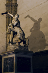Hercules and Centaur sculpture in center square in Florence