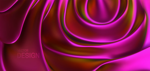 Magenta neon organic backdrop. Abstract colorful background. Vector 3d illustration. Minimalist cover template. Decoration element for poster design