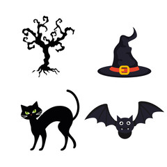 set icons, happy halloween celebration vector illustration design