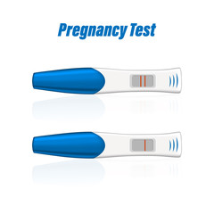 Positive and negative pregnancy test. Vector illustrator.