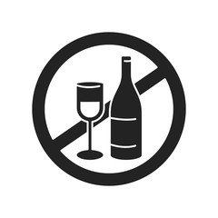 Non alcohol, sober glyph black icon. Beverage intolerance. Isolated vector element. Outline pictogram for web page, mobile app, promo.
