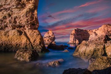 Seaview of the beautiful Marinha beach in Algarve, Portugal