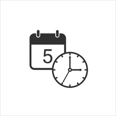 Calendar and clock reminder icon. Vector