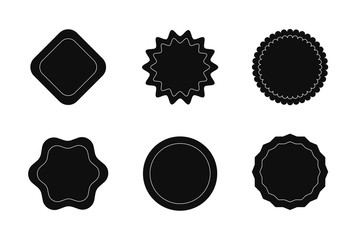 Starburst sticker set for promo sale. Vector badge shape design - circle and round label, simple price offer promotion