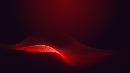 Dot red purple wave line light gradient dark background. Abstract  technology big data digital background. 3d rendering.