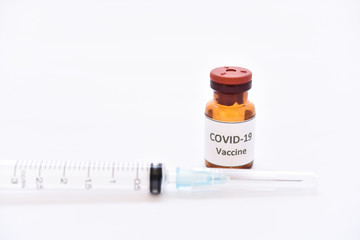 Vial of COVID-19 virus vaccine for injection, protective from novel coronavirus pandemic disease in 2020