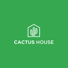 abstract house logo. cactus icon