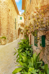 Fototapeta na wymiar outdoors Valldemossa, famous old mediterranean village of Majorca island Valldemossa, Mallorca, Spain