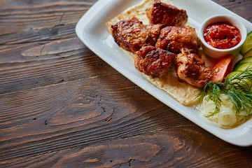 Kebab - grilled meat and vegetables