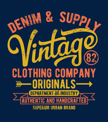 Vintage denim typography, for t-shirt prints and other uses.