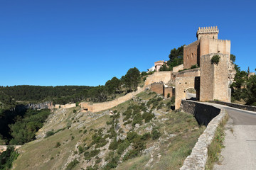 Fototapeta na wymiar Alarcon, a fortified small town in the province of Cuenca, Castilia-La Mancha, Spain, in morning sunlight 