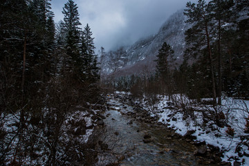 Fototapeta na wymiar Winter in Ordesa and Monte Perdido National Park, Pyrenees, Spain