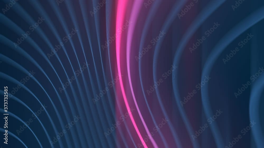 Aufkleber Deformed wavy wires with motion glowing elements 3d render loop animation HD
