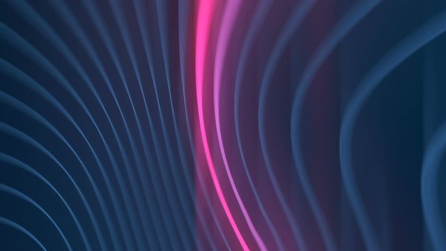Deformed wavy wires with motion glowing elements 3d render loop animation HD