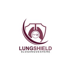 Lung shield logo template design vector, emblem, design concept, creative symbol