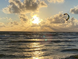 man kiting in the baltic sea
