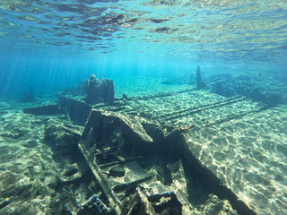 World War II sunken warship near Falasarna/ Phalasarna Ancient City in Crete island, Greece