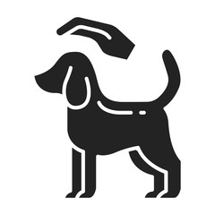 Dog care black glyph icon. Pet play. Home leisure. Isolated vector element. 