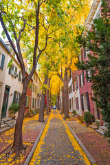 Autumn alleyway in Philadelphia, Pennsylvania, USA