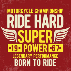 Motorcycle theme vector  typography and illustrations, for  t-shirt prints and other uses.