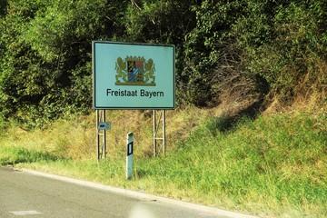 Free State of Bavaria sign on the highway