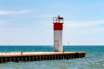 Port Dover lighthouse in the  Lake Erie entrance, Ontario, Canada