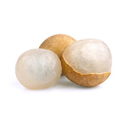 Close-up view of longan isolated on white background.Fruit in Thailand.